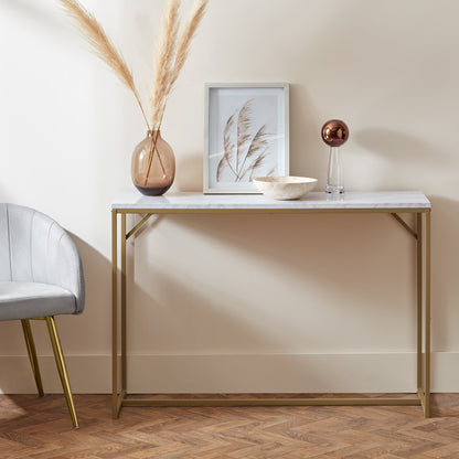 Jay console table - marble effect and gold - Laura James