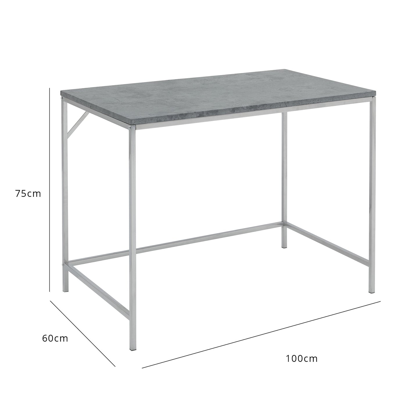 Jay desk - concrete effect and chrome