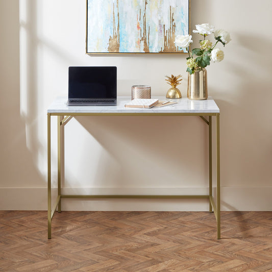 Jay desk - marble effect and gold - Laura James
