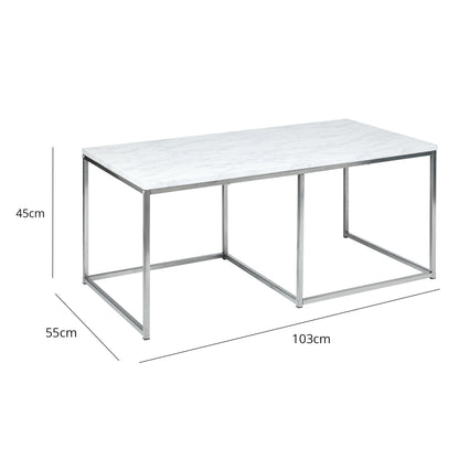 Jay Large Coffee Table - Marble Effect and Chrome