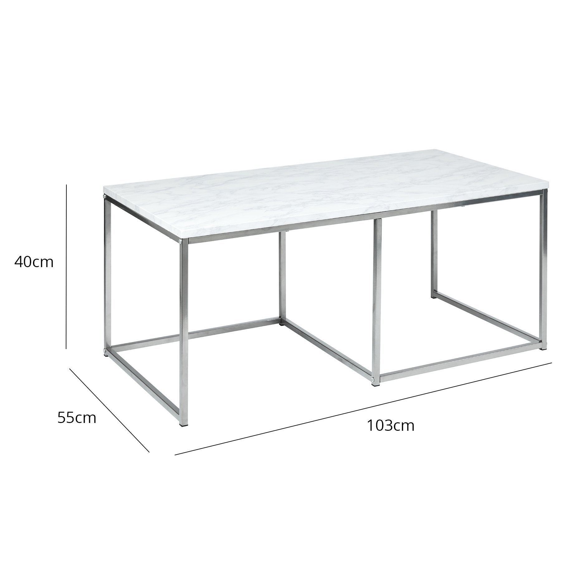 Jay coffee table and side tables - marble effect and chrome - Laura James