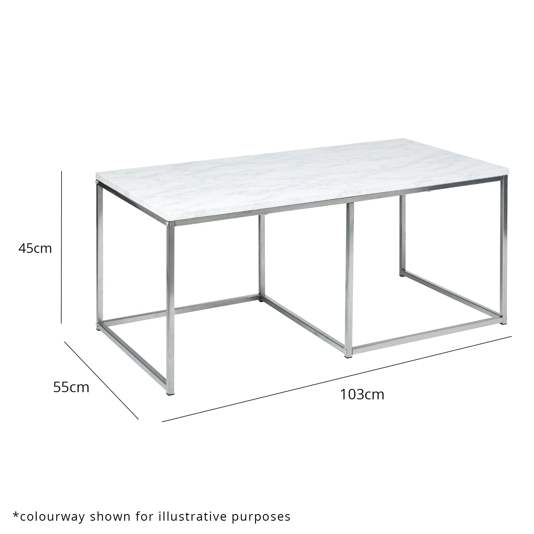 Jay coffee table and side table set - concrete effect and chrome - laura James