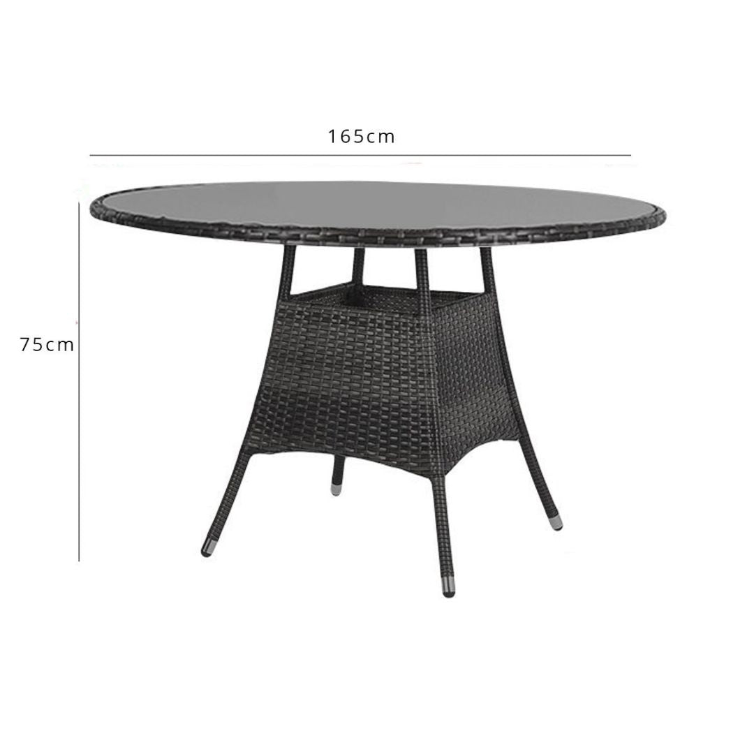 Kemble 8 Seat Table Clear Glass Top Black