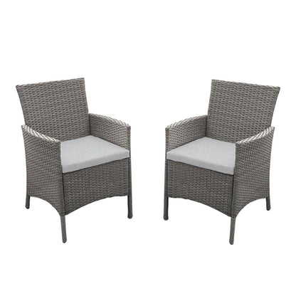 Outdoor Dining Chairs - Set Of 2 - Grey Rattan