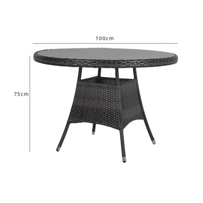 Kemble 4 Seater Outdoor Round Dining Table - Black