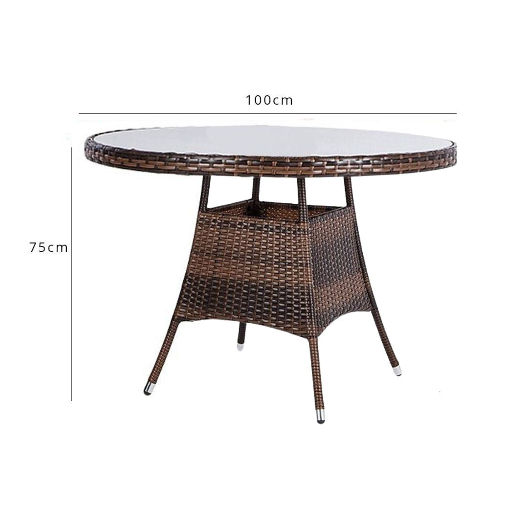 Kemble 4 Seater Outdoor Round Dining Table - Brown