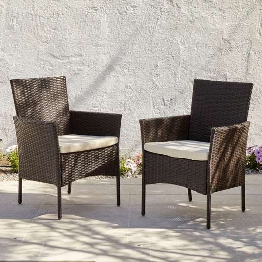 Outdoor Dining Chairs - Set Of 2 - Brown Rattan