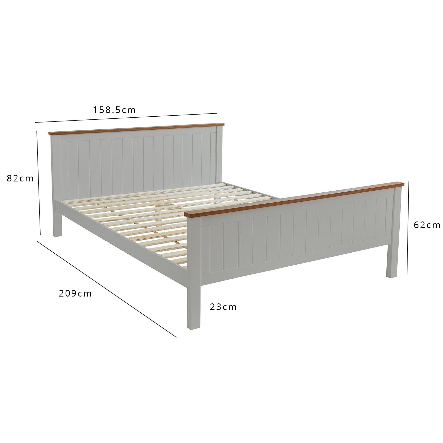 Grey wooden double bed - Laura James