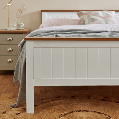 White wooden king size bed - Laura James