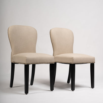 Edward dining chairs - set of 2 - faux leather stone and black wood