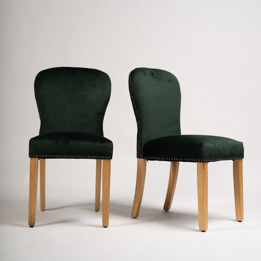 Edward dining chairs - set of 2 - green and light wood
