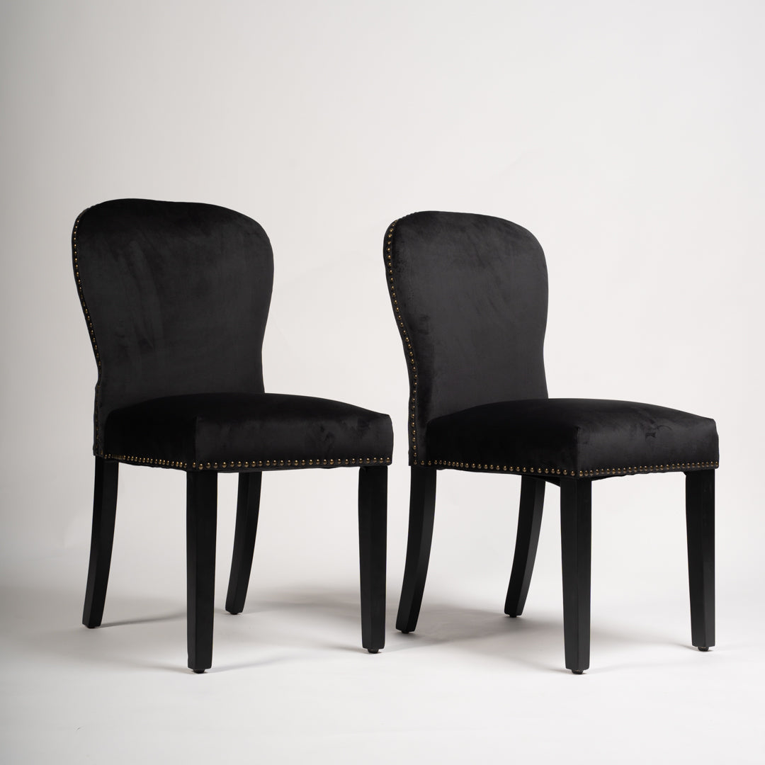 Edward dining chairs - set of 2 - black and black wood