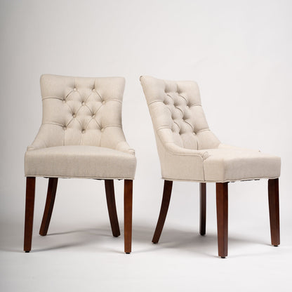 Louis dining chairs - set of 2 - oatmeal and dark wood