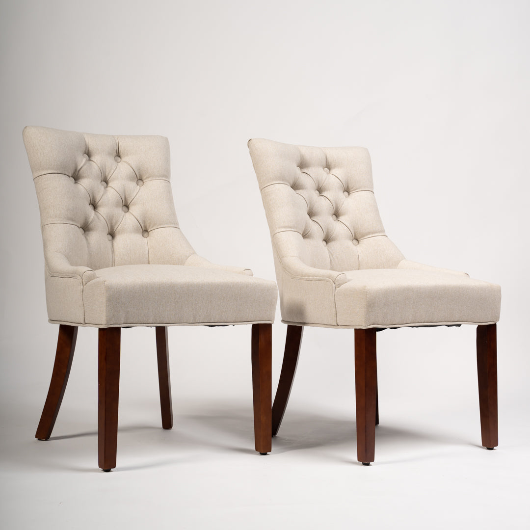 Louis dining chairs - set of 2 - oatmeal and dark wood
