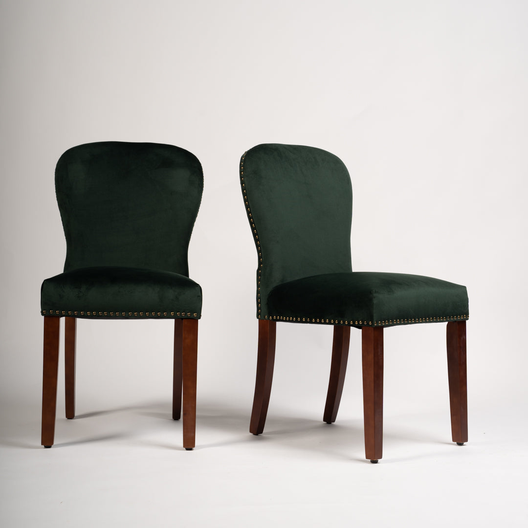 Edward dining chairs - set of 2 - green and dark wood