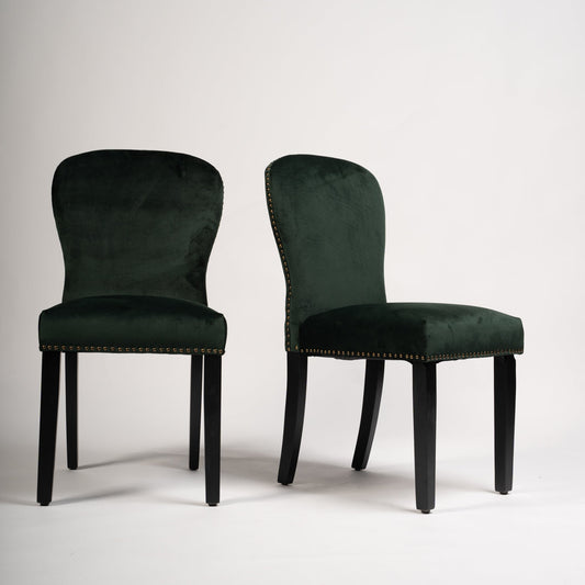 Edward dining chairs - set of 2 - green and black wood