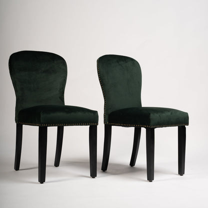 Edward dining chairs - set of 2 - green and black wood