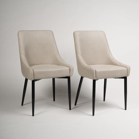 Maeve faux leather dining chairs - stone with black legs - Laura James