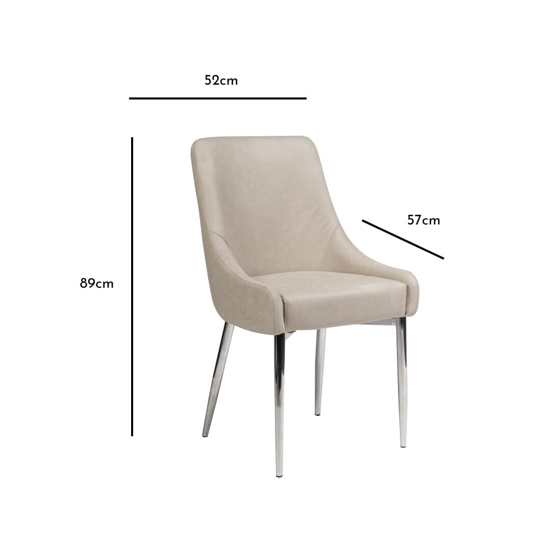 Maeve Dining Chairs Stone and Chrome