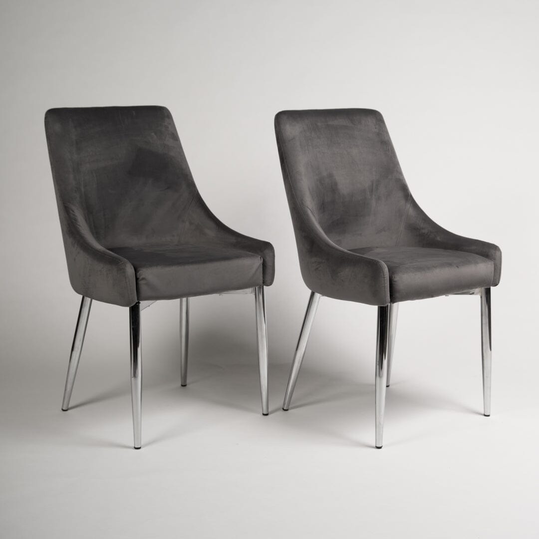 Maeve dining chairs - set of 2 - grey and chrome