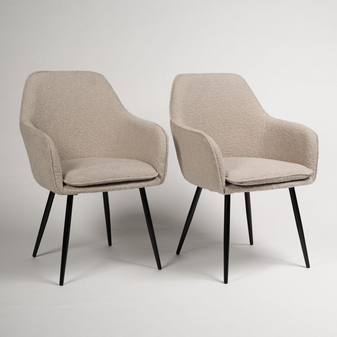 Dolly accent chair - set of 2 - boucle with black legs