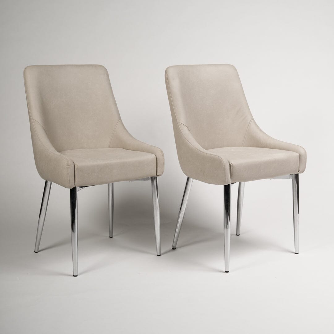 Silver grey dining chairs outlet with chrome legs