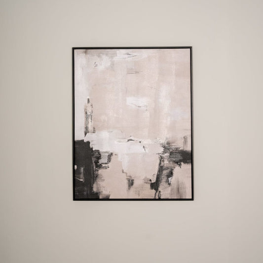 Abstract Black Framed Canvas Print - 72x92cm - Pink and Black