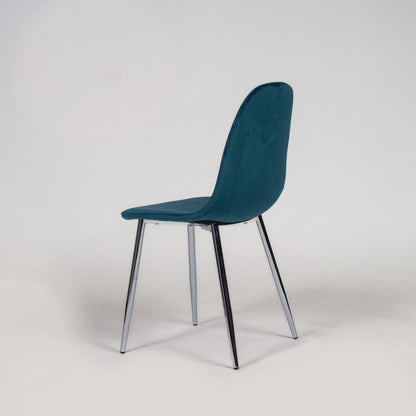 Ellis dining chairs - teal velvet and chrome - Laura James