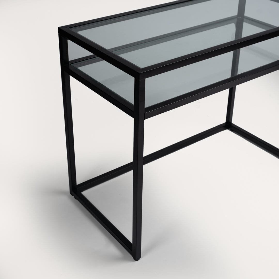 Black console table on sale with glass top