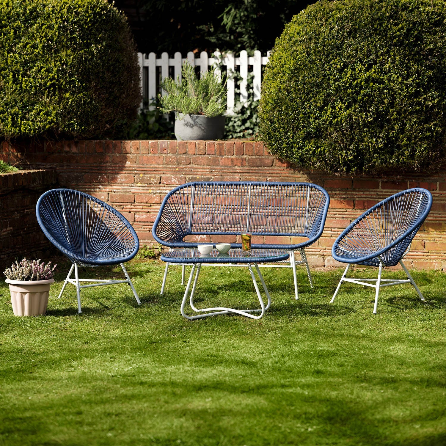Hebe garden sofa set - navy blue - Laura James