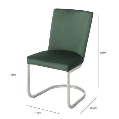 Lola dining chairs - set of 2 - green and chrome