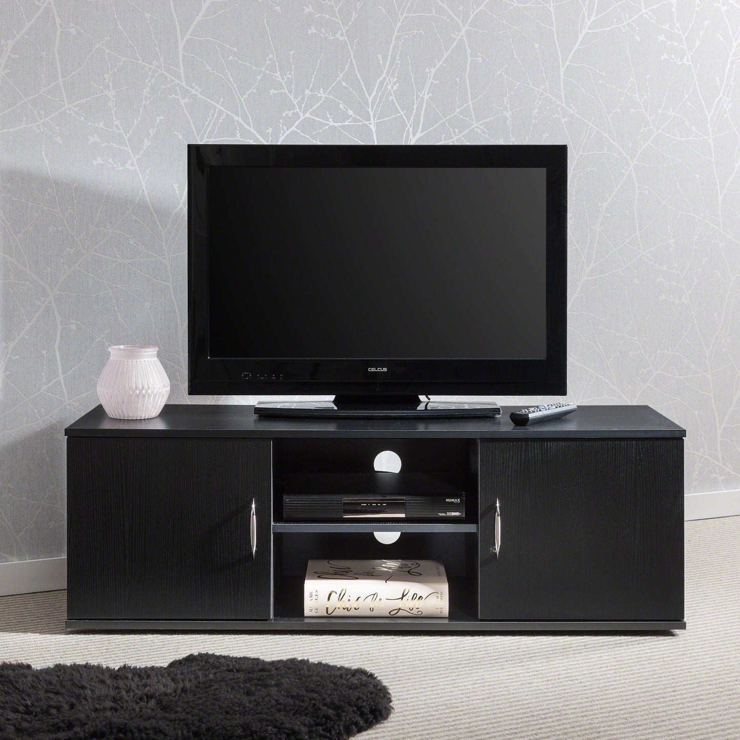 Black TV Unit with Storage and Shelf - Laura James - Laura James