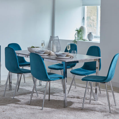 Ellis dining chairs - set of 2 - teal and chrome - Laura James