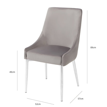 Maeve dining chair - grey velvet with chrome legs - Laura James