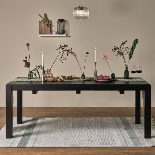 Magnus Black Wood extendable dining table