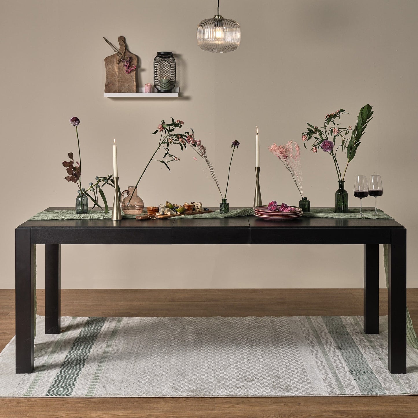 Magnus Black Wood extendable dining table - Laura James