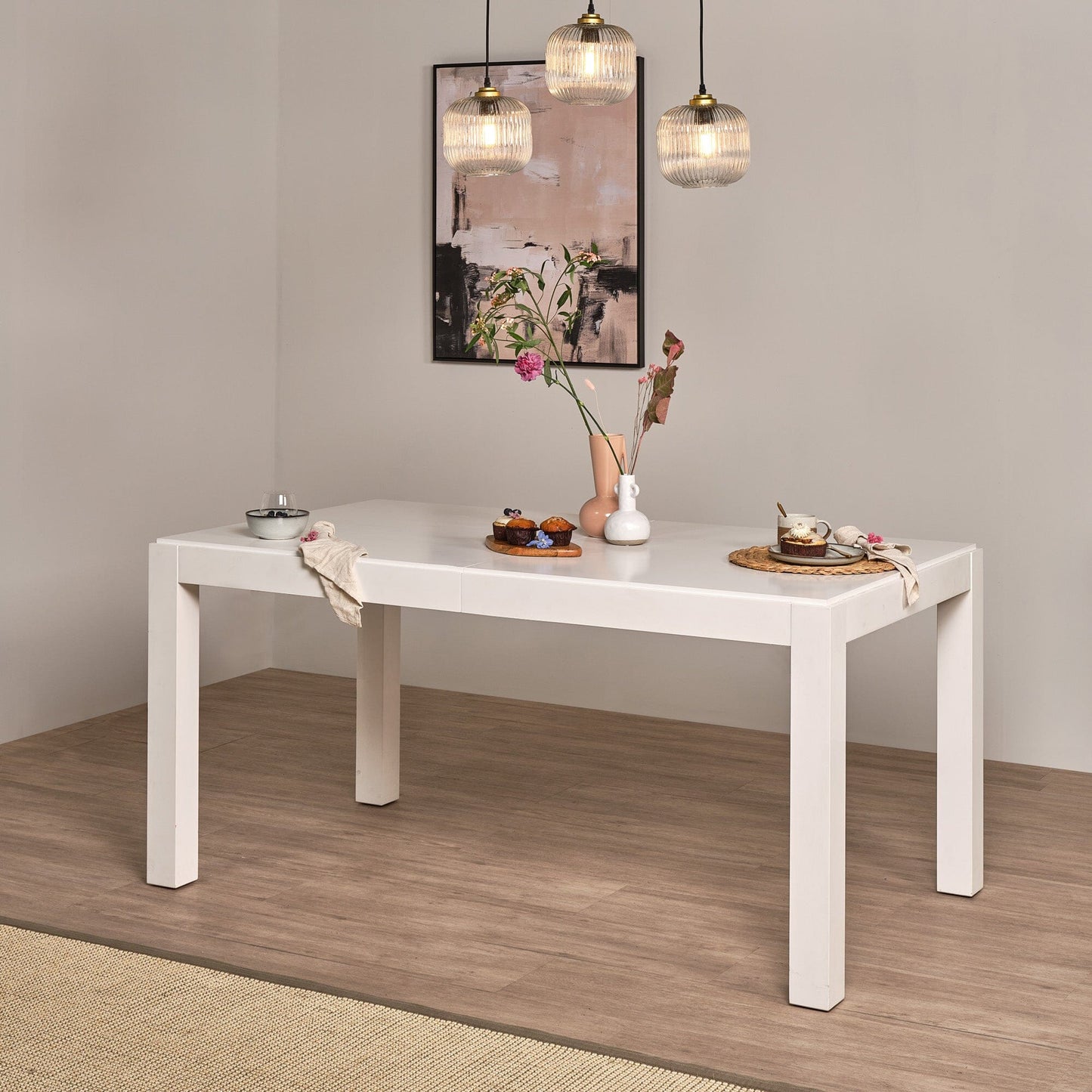 Magnus extendable dining table - white