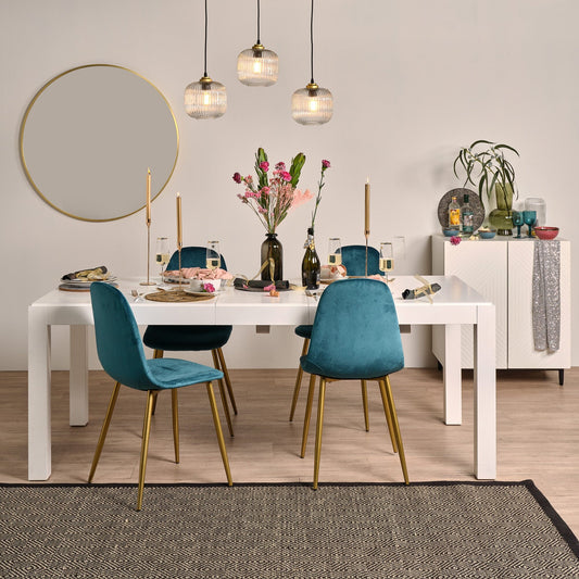 Ellis dining chairs - set of 2 - teal and gold