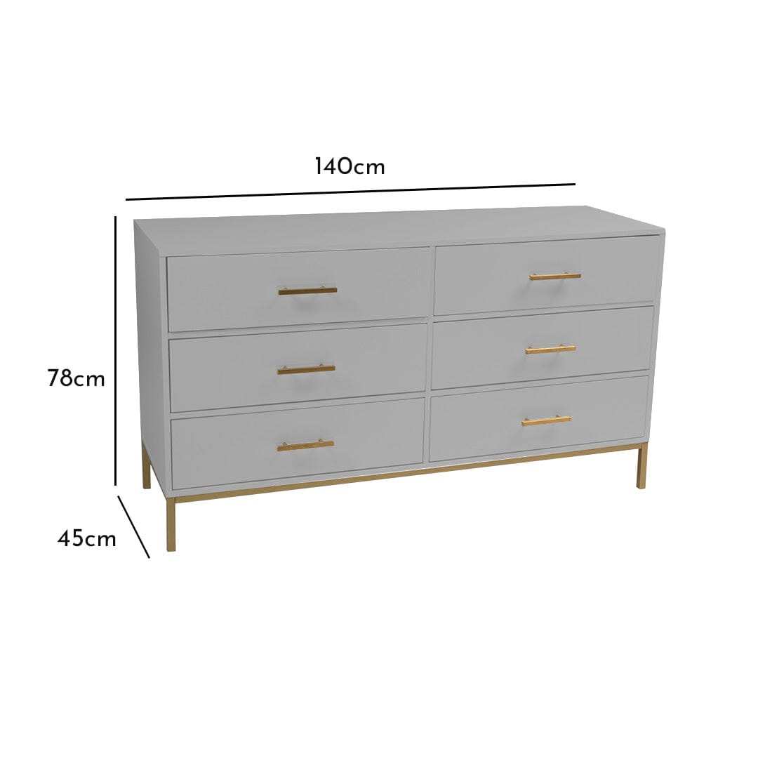 Marie Grey Chest of Drawers - 6 Drawers