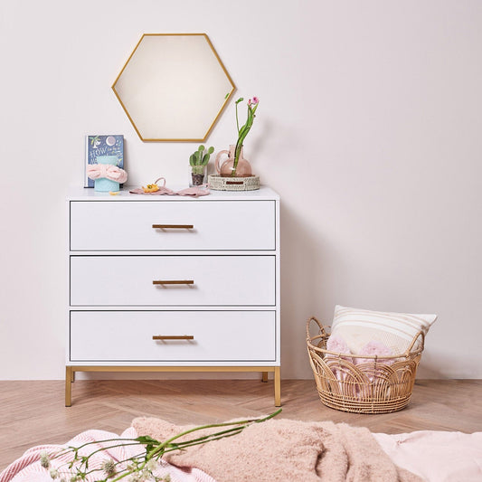 Marie white chest of drawers - 3 drawer - Laura James