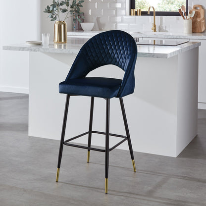 Marilyn bar stool - blue velvet - Laura James