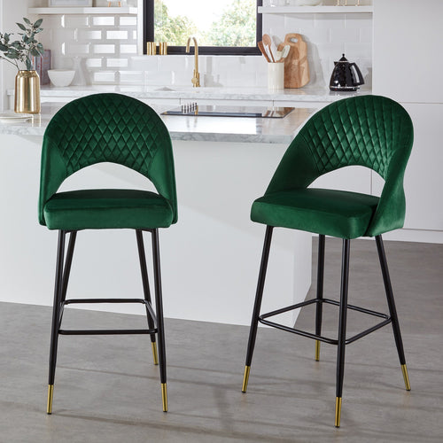 Marilyn bar stool - set of 2 - green velvet