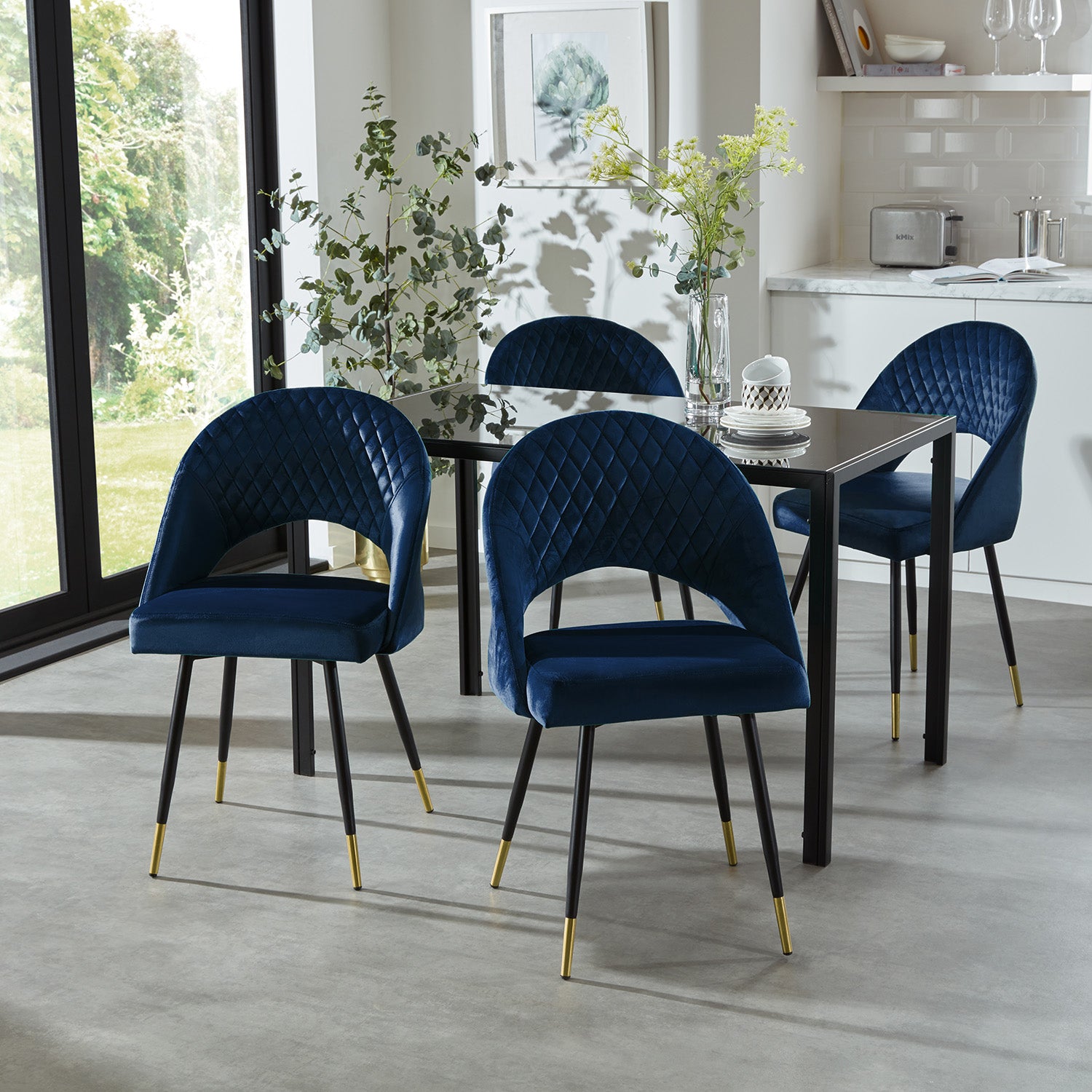Marilyn dining chairs - set of 2 - blue velvet - Laura James