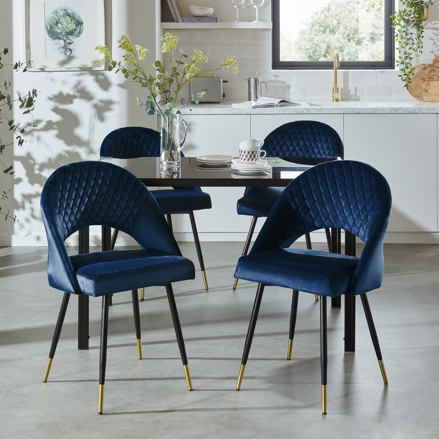 Marilyn dining chairs - set of 2 - blue velvet - Laura James