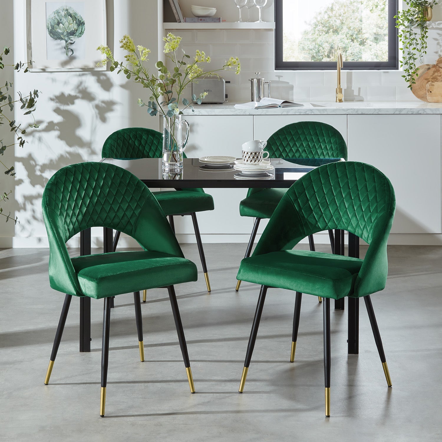 Chair green online velvet