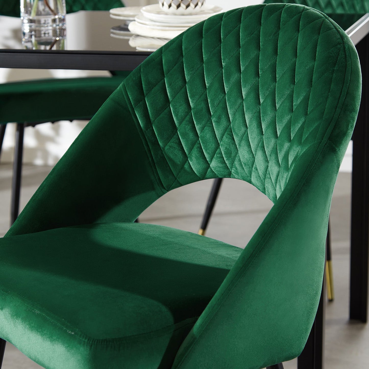Marilyn dining chairs - set of 2 - green velvet - Laura James