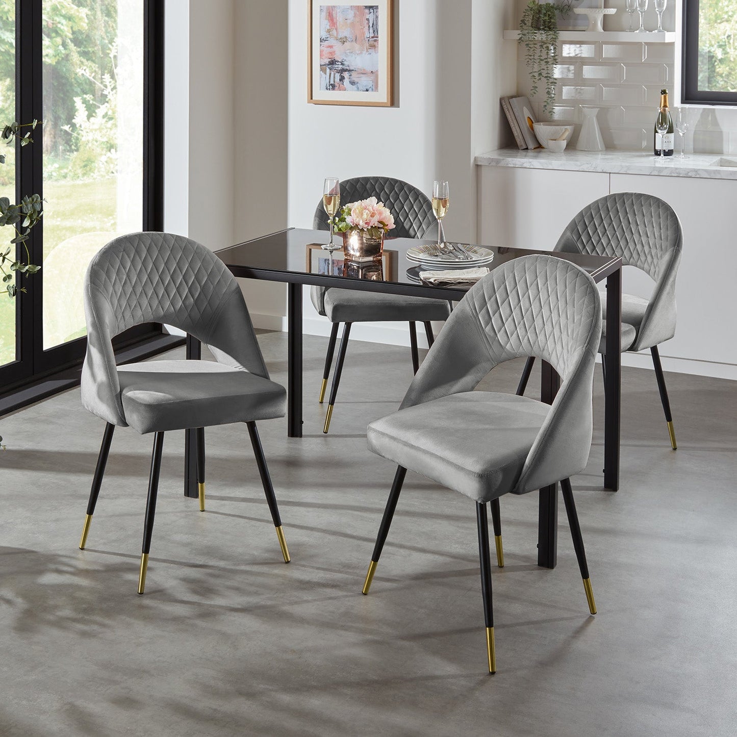 Marilyn dining chairs - set of 2 - grey velvet - Laura James