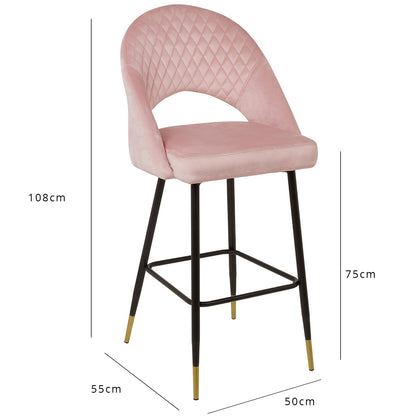 Marilyn bar stool - pink velvet - Laura James