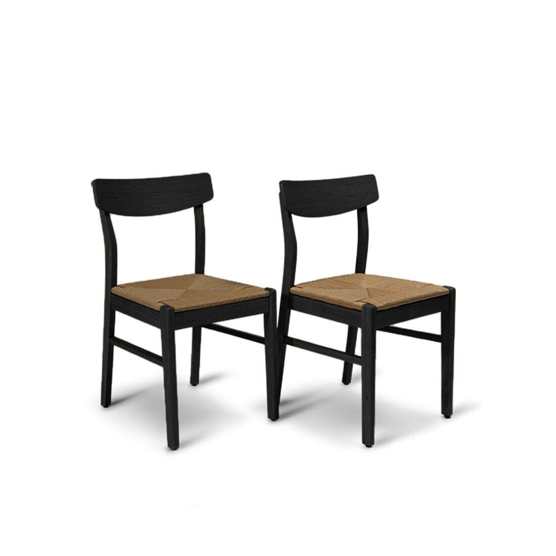 Wooden Woven Chairs Set 2 - Black - Laura James