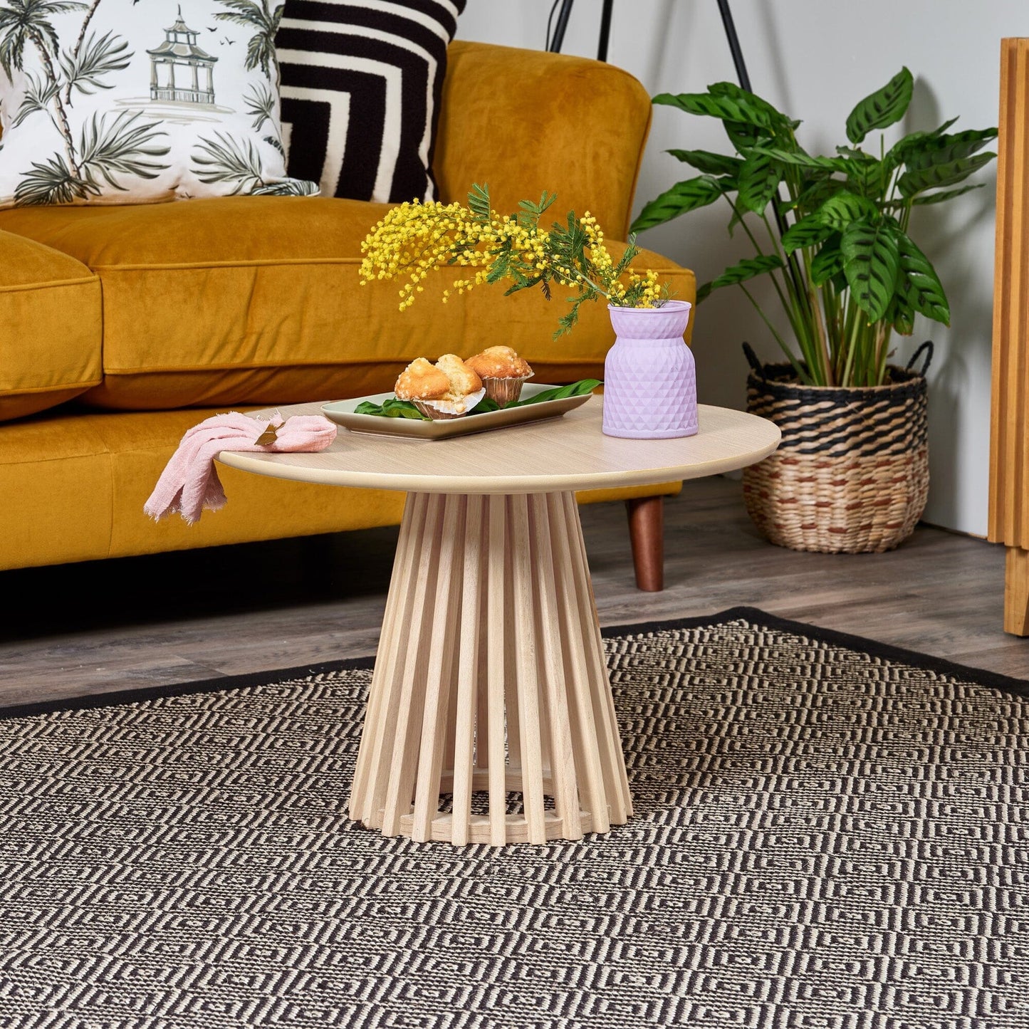 Willow Slatted Wood Coffee Table - Pale Oak